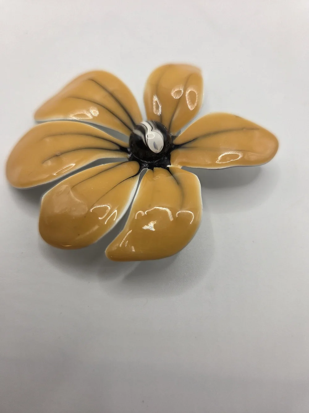 1696. Vintage Yellow Enamel Flower